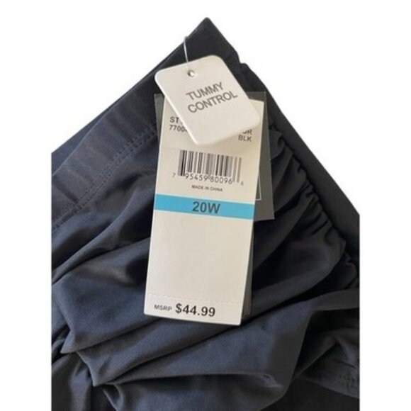 ISLAND ESCAPE Black High Waist Tummy Control Ruched Swim Bottoms Plus Size 20W - Picture 3 of 4